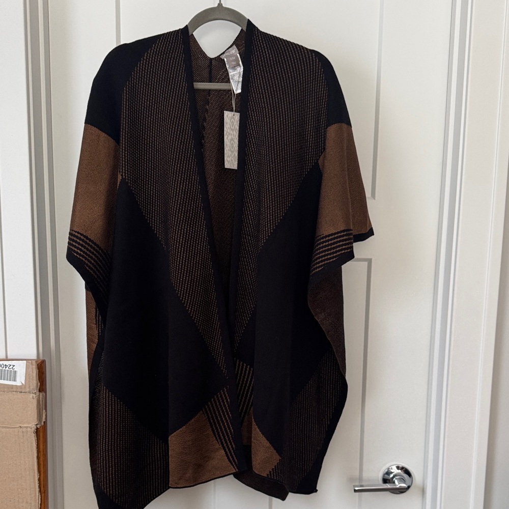 Chico's Black and Brown Knit Poncho